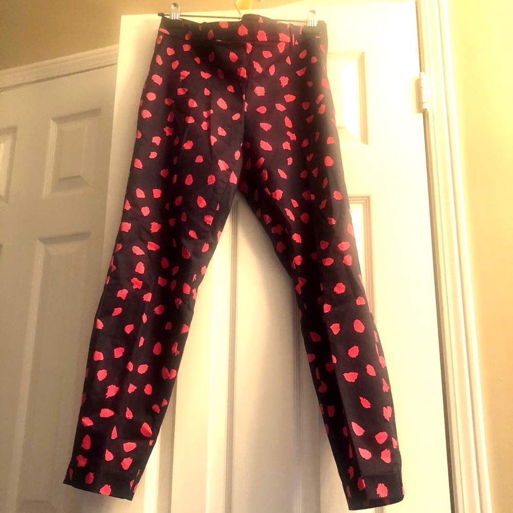 H&M Navy and Pink Polka Dot Ankle Pants